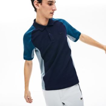 Lacoste Colorblock Piqué Polo Shirt Pánské - Polo Tmavě Blankyt Blankyt / Šedé / Tmavě Blankyt Blank